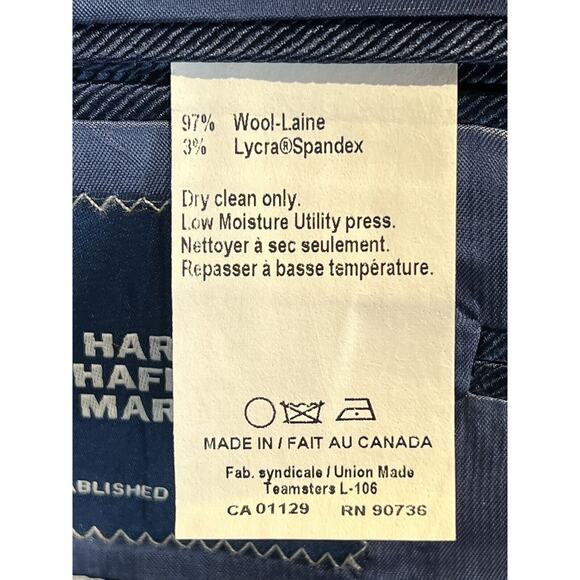 Hart Schaffner Marx 42R Basic Navy Blue Blazer Sport Coat Suit Jacket - Picture 15 of 15